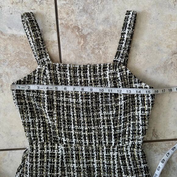 Aqua Metallic Tweed Square Neck Dress size Small Cocktail Date Night Academia - Picture 3 of 11